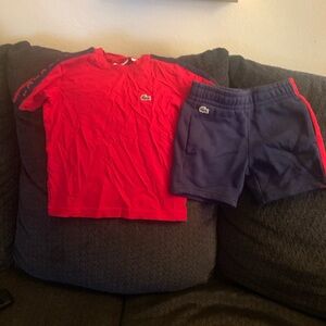Lacoste Red Tee with Navy Shorts Set